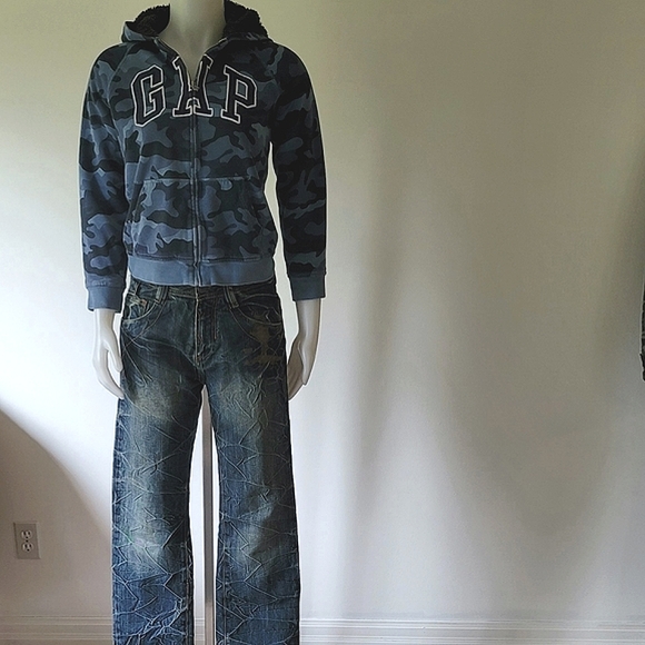 GAP Kids Camo Arch Logo Full-Zip Sweater Hoodie Size L - Picture 6 of 12